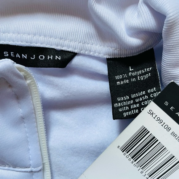 SEAN JOHN Mens Large Track Jacket White Full Zip Long Sleeve High Neck NWT - Picture 5 of 7
